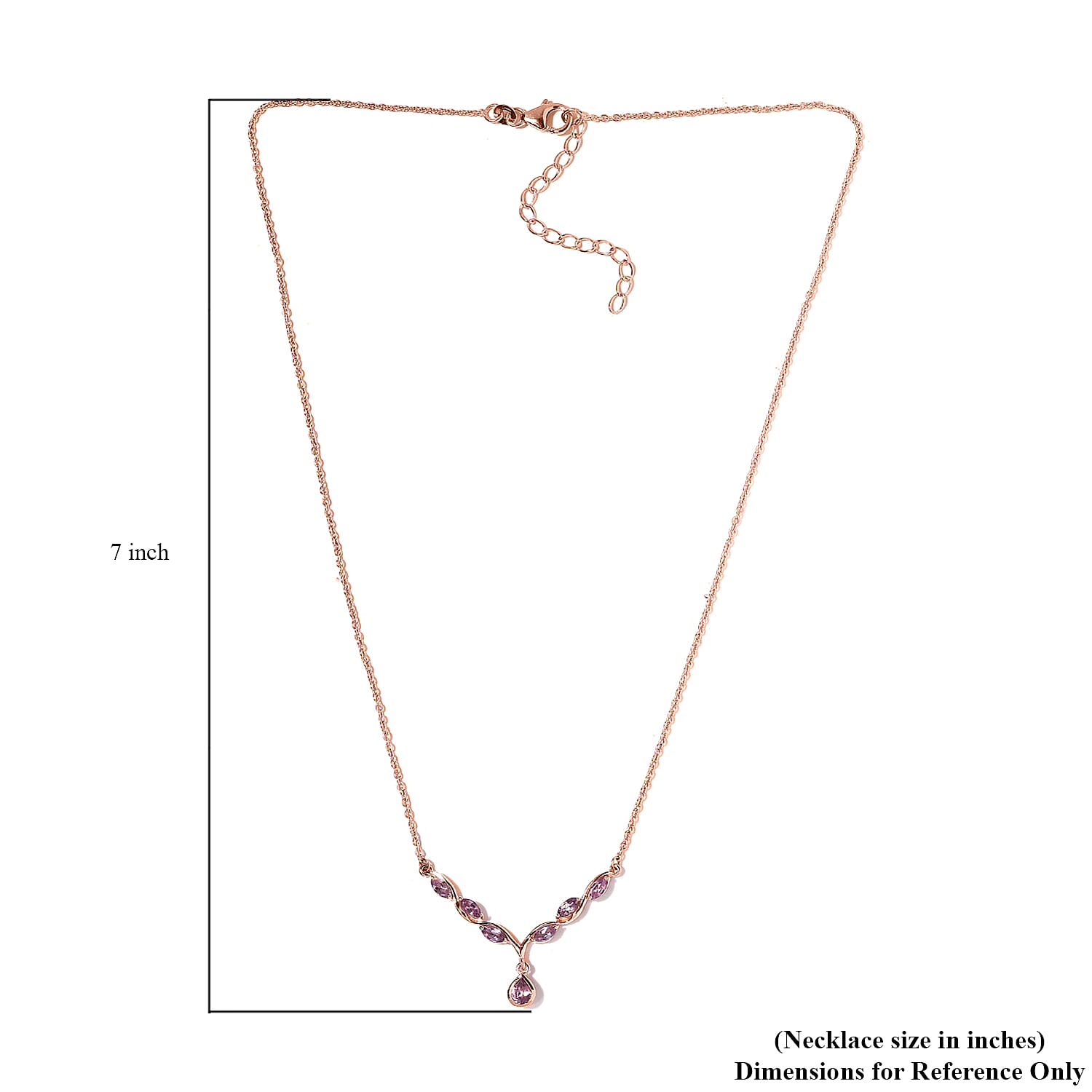 Narsipatnam Purple Spinel Y-Shape Necklace 18 Inches in Vermeil Rose Gold Over Sterling Silver 1.40 ctw