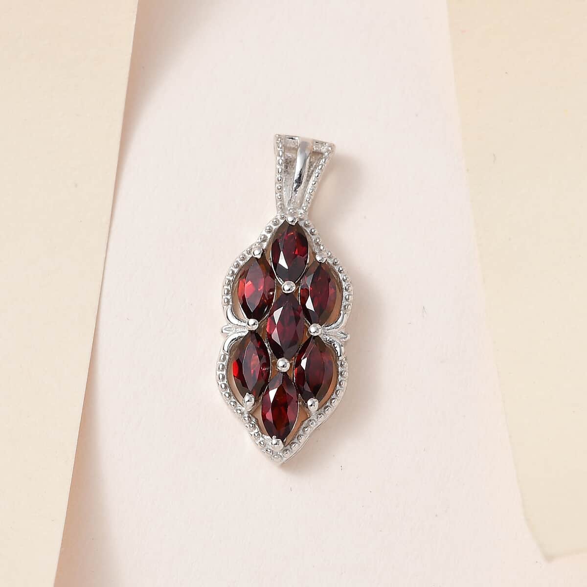 Karis Mozambique Garnet Pendant in Platinum Bond 2.00 ctw image number 1