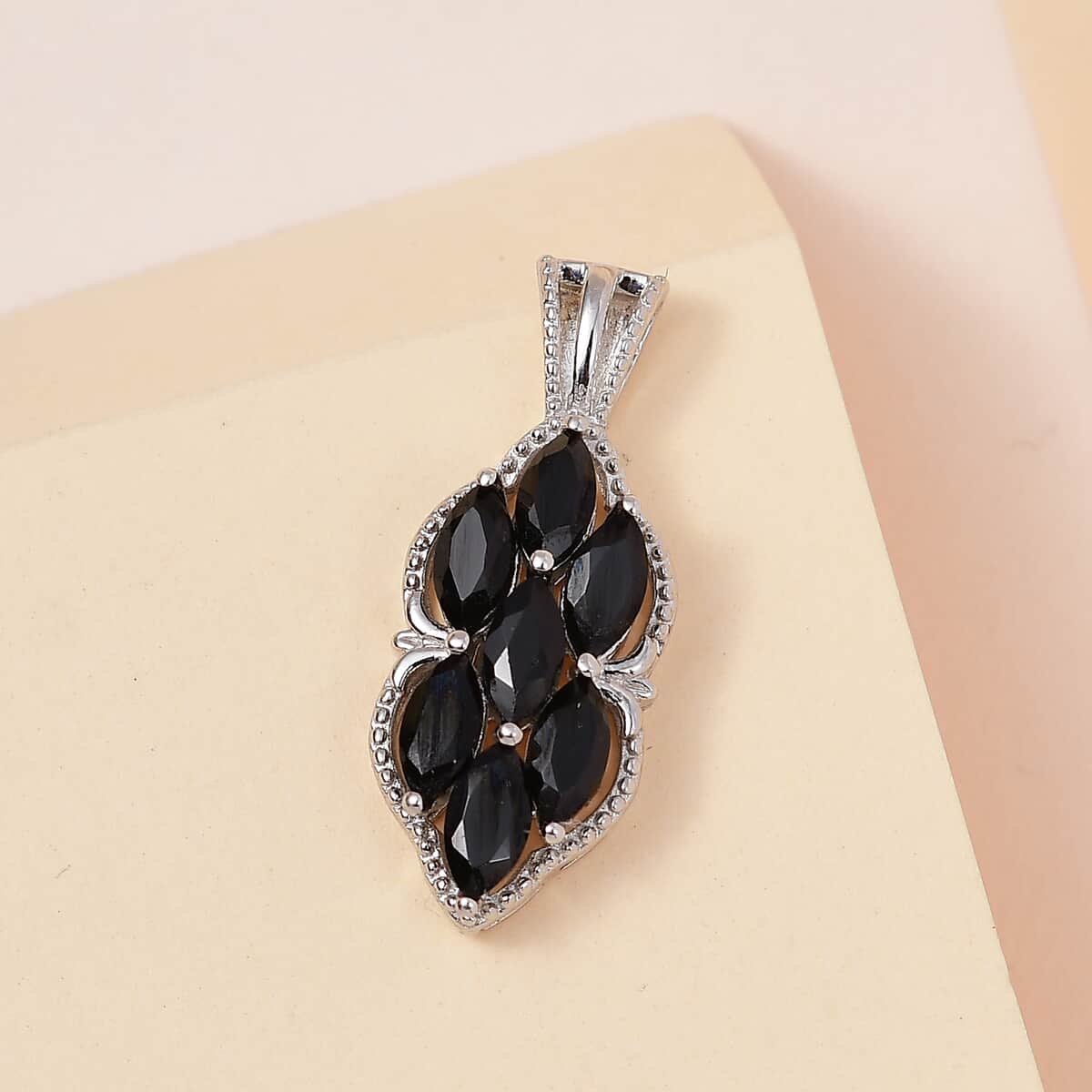 Karis Thai Black Spinel Pendant in Platinum Bond 2.35 ctw image number 1