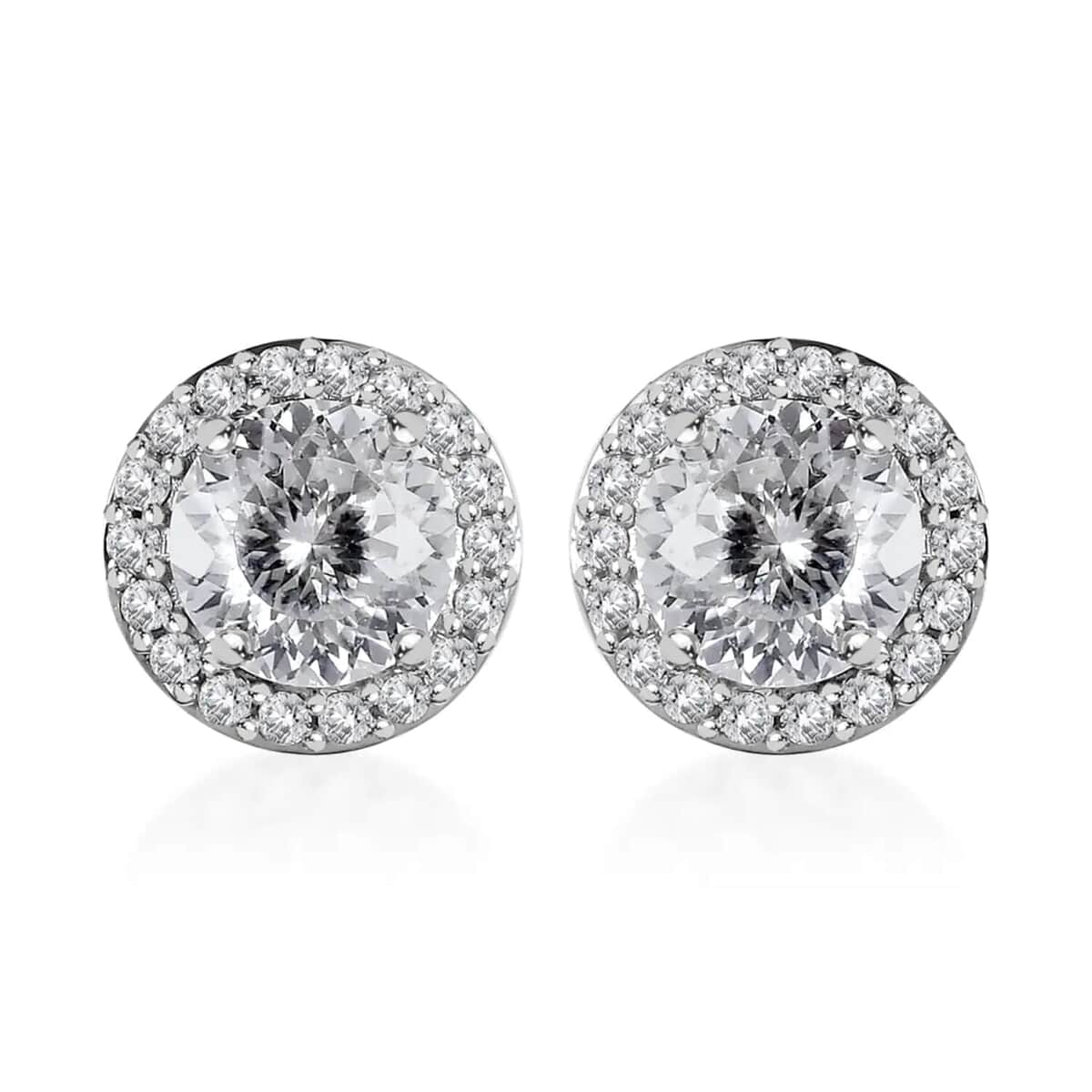 LUXORO 10K White Gold 120 Facets Moissanite Stud Earrings 2.00 ctw image number 0