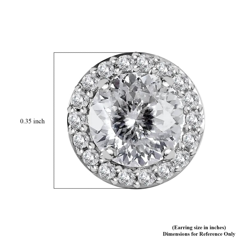 Luxoro 120 Facet Moissanite Halo Stud Earrings, Moissanite Earrings,  10K White Gold Stud Earrings, Gold Earrings, Gold Jewelry For Her 1.75 ctw