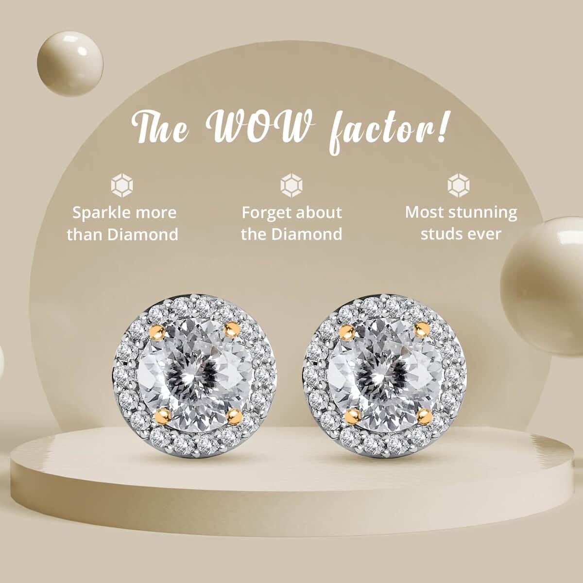 Luxoro 120 Facet Moissanite Earrings, Moissanite Halo Stud Earrings, 10K Yellow Gold Earrings, Gold Studs, Moissanite Jewelry, Gold Gifts For Her 1.95 ctw image number 3