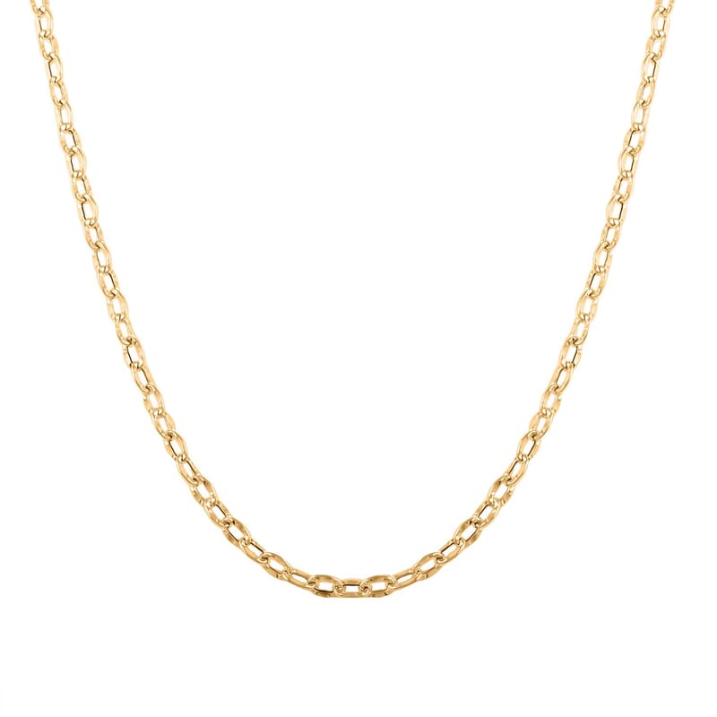 Oval Specchio Italian 14K Yellow Gold Necklace 18 Inches 2.25 Grams