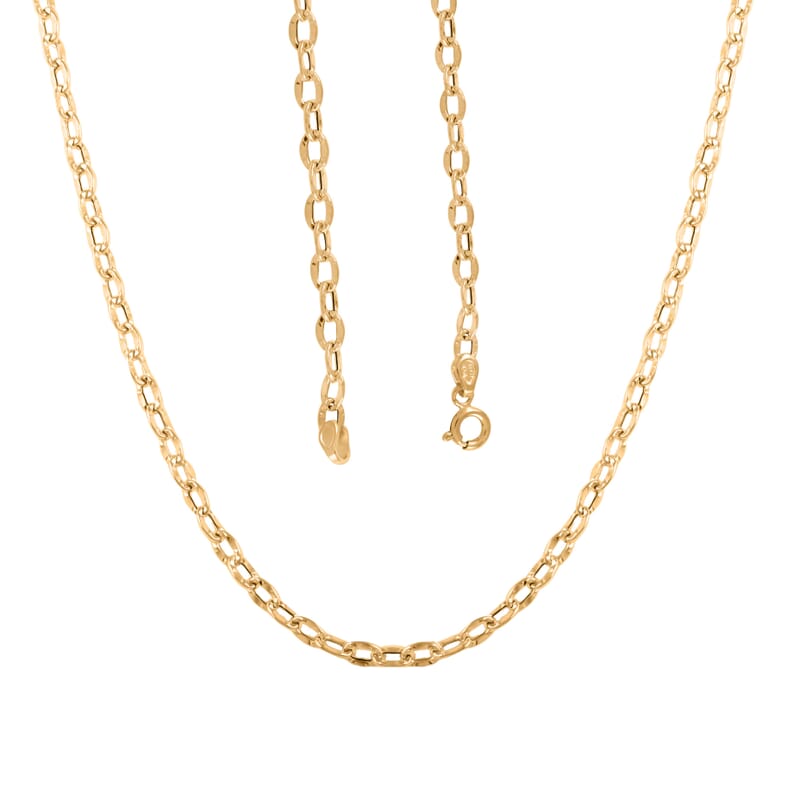 Oval Specchio Italian 14K Yellow Gold Necklace 18 Inches 2.25 Grams