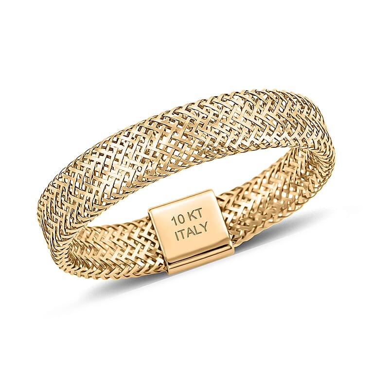 Italian 10K Yellow Gold Stretchable Ring (Size 6-8) (0.45 g)