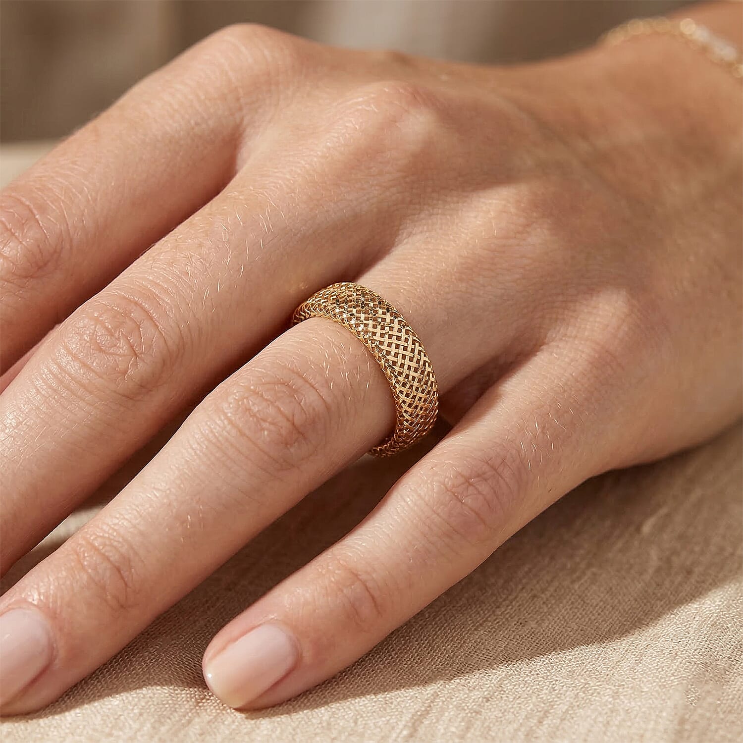 Italian 10K Yellow Gold Stretchable Ring (Size 6-8) (0.45 g)