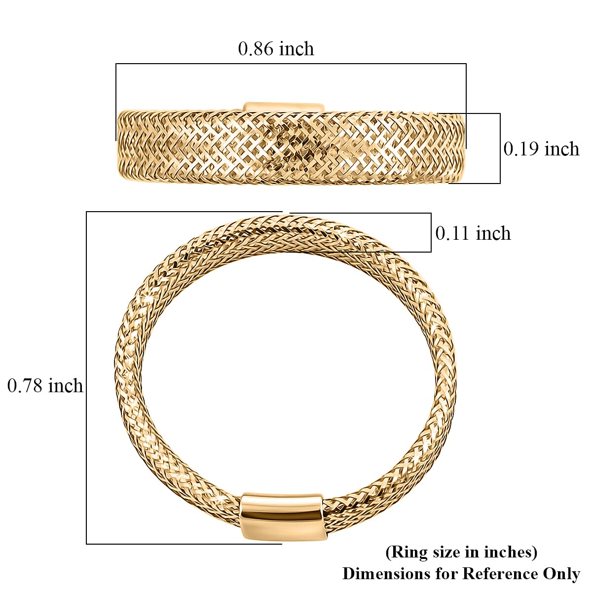 Italian 10K Yellow Gold Stretchable Ring (Size 6-8) (0.45 g)