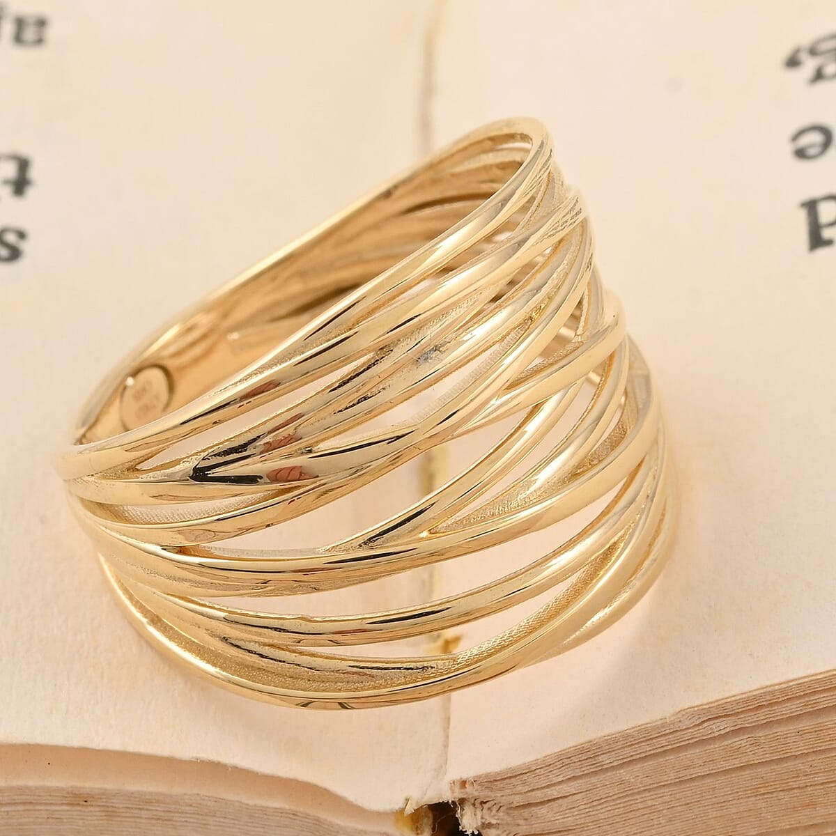 Microfusion Italian 10K Yellow Gold Multi-thread Ring 4.25 Grams image number 1