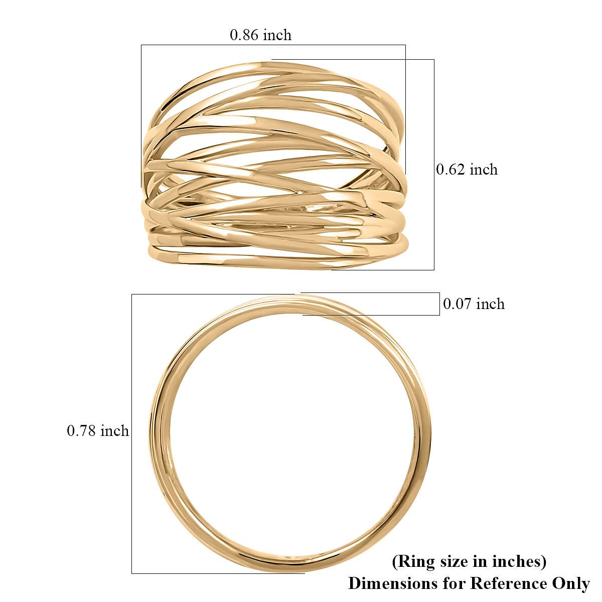 Microfusion Italian 10K Yellow Gold Multi-thread Ring 4.25 Grams image number 4