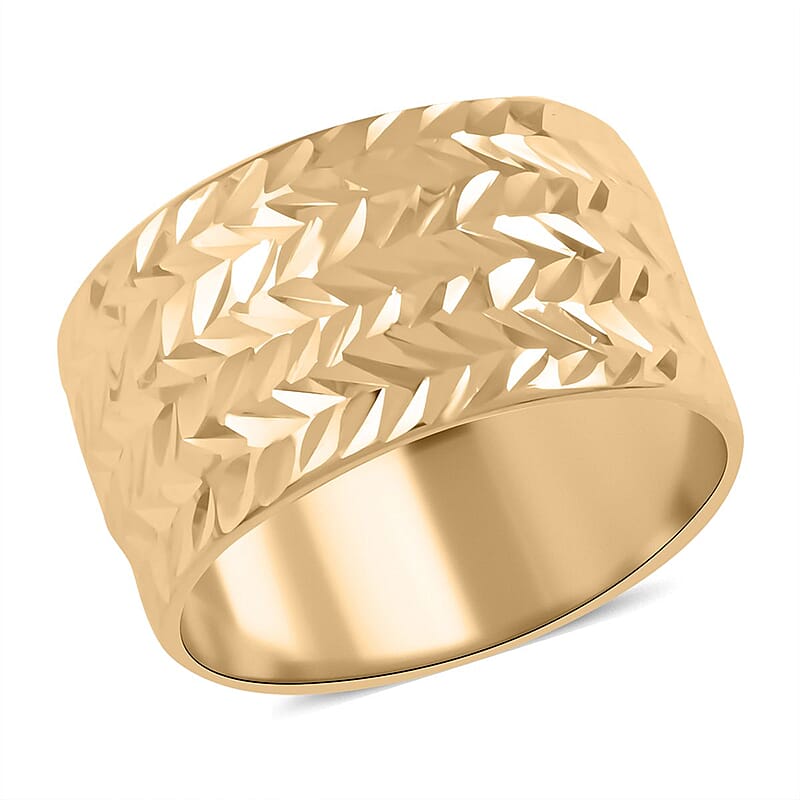 Foglie Oro Italian 10K Yellow Gold Diamond- Cut Leaves Ring (Size 10.0) 1.40 Grams
