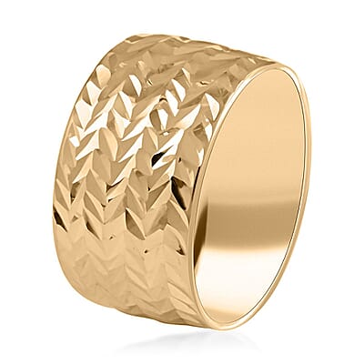 Foglie Oro Italian 10K Yellow Gold Diamond- Cut Leaves Ring (Size 10.0) 1.40 Grams