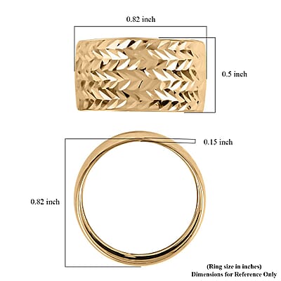 Foglie Oro Italian 10K Yellow Gold Diamond- Cut Leaves Ring (Size 10.0) 1.40 Grams