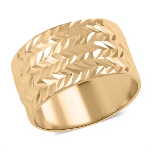 Foglie Oro Italian 10K Yellow Gold Diamond- Cut Leaves Ring (Size 6.0) 1.40 Grams