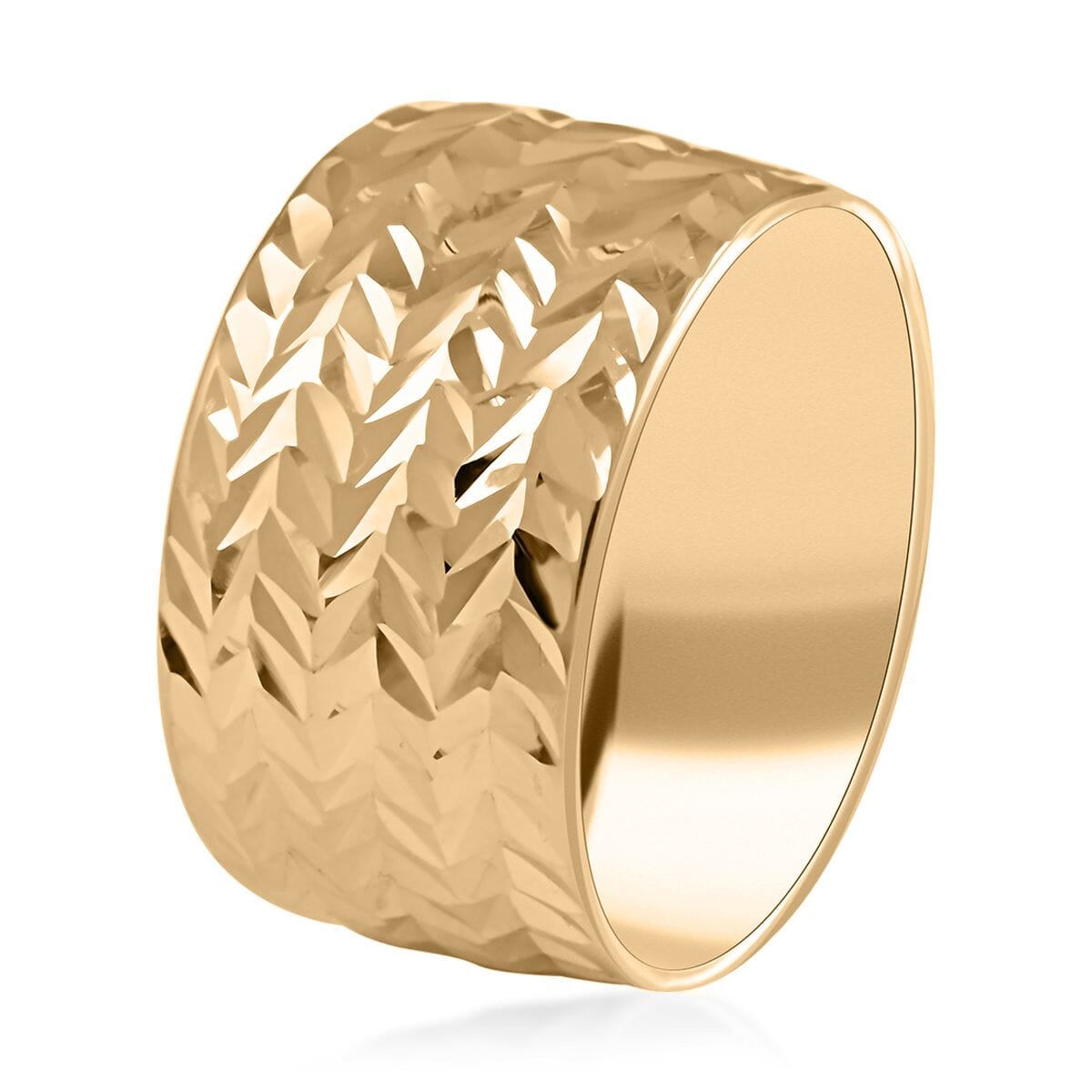 Foglie Oro Italian 10K Yellow Gold Diamond- Cut Leaves Ring (Size 7.0) 1.40 Grams image number 3