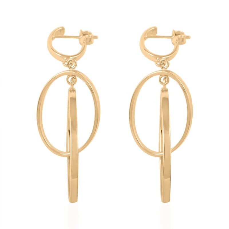 Girotondo Italian 10K Yellow Gold Double Oval Drop Earrings 2.25 Grams