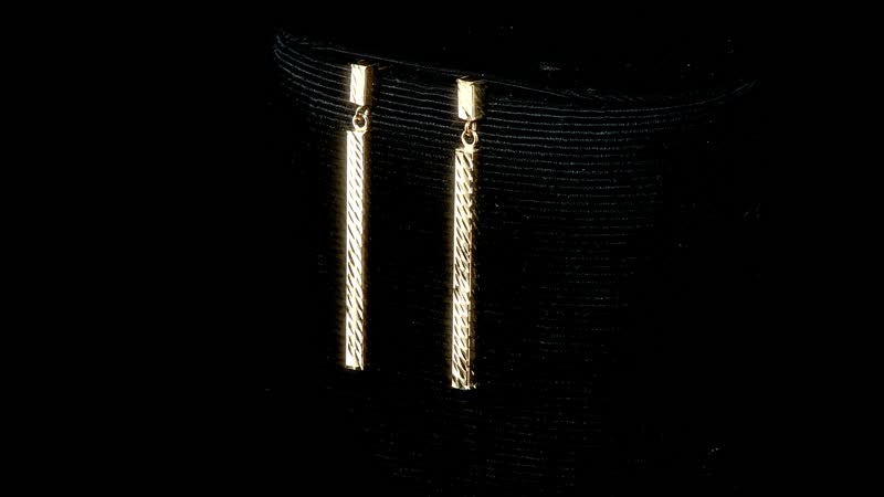 Italian 10K Yellow Gold Diamond-Cut Bar Earrings 1.85 Grams