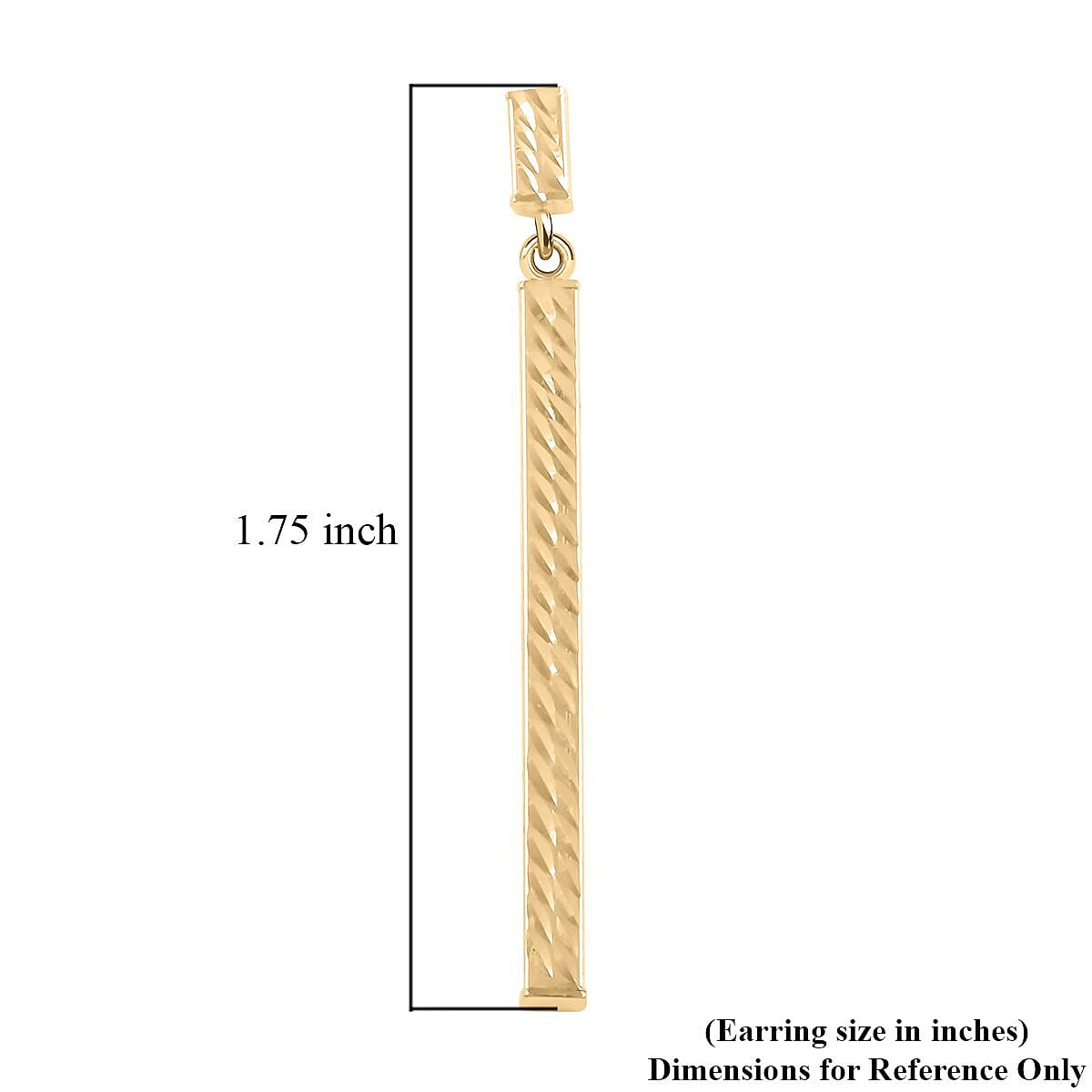 Italian 10K Yellow Gold Diamond-Cut Bar Earrings 1.85 Grams image number 4