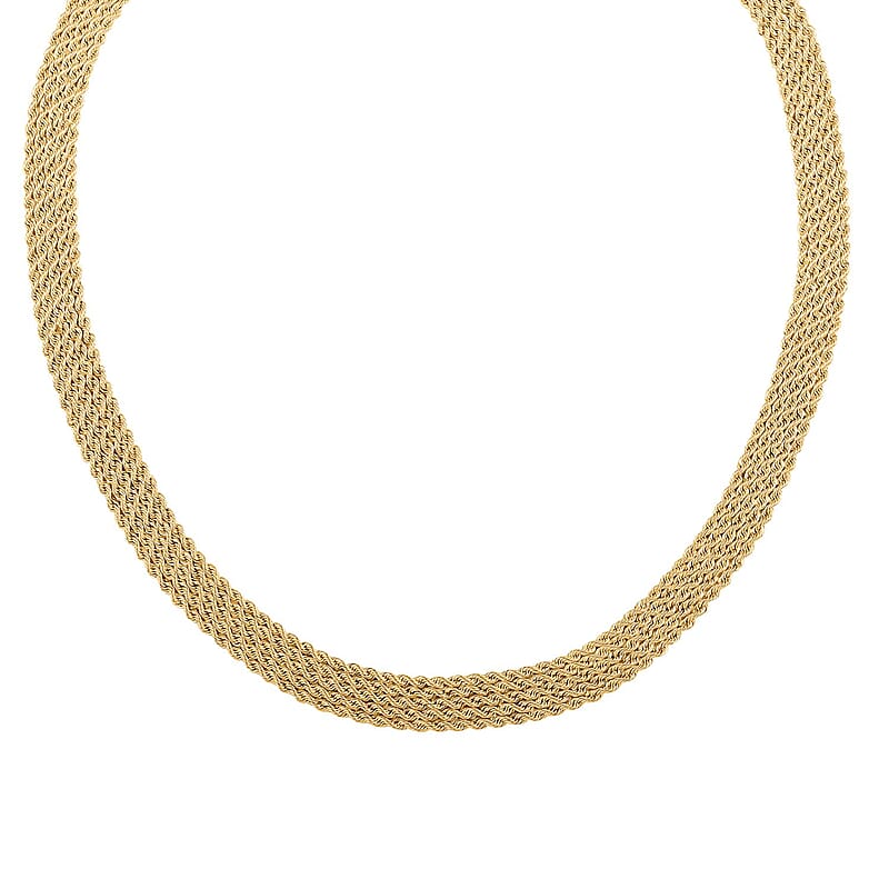 Italian 10K Yellow Gold 5 Strand Satin Rope Necklace 18 Inches 12.85 Grams
