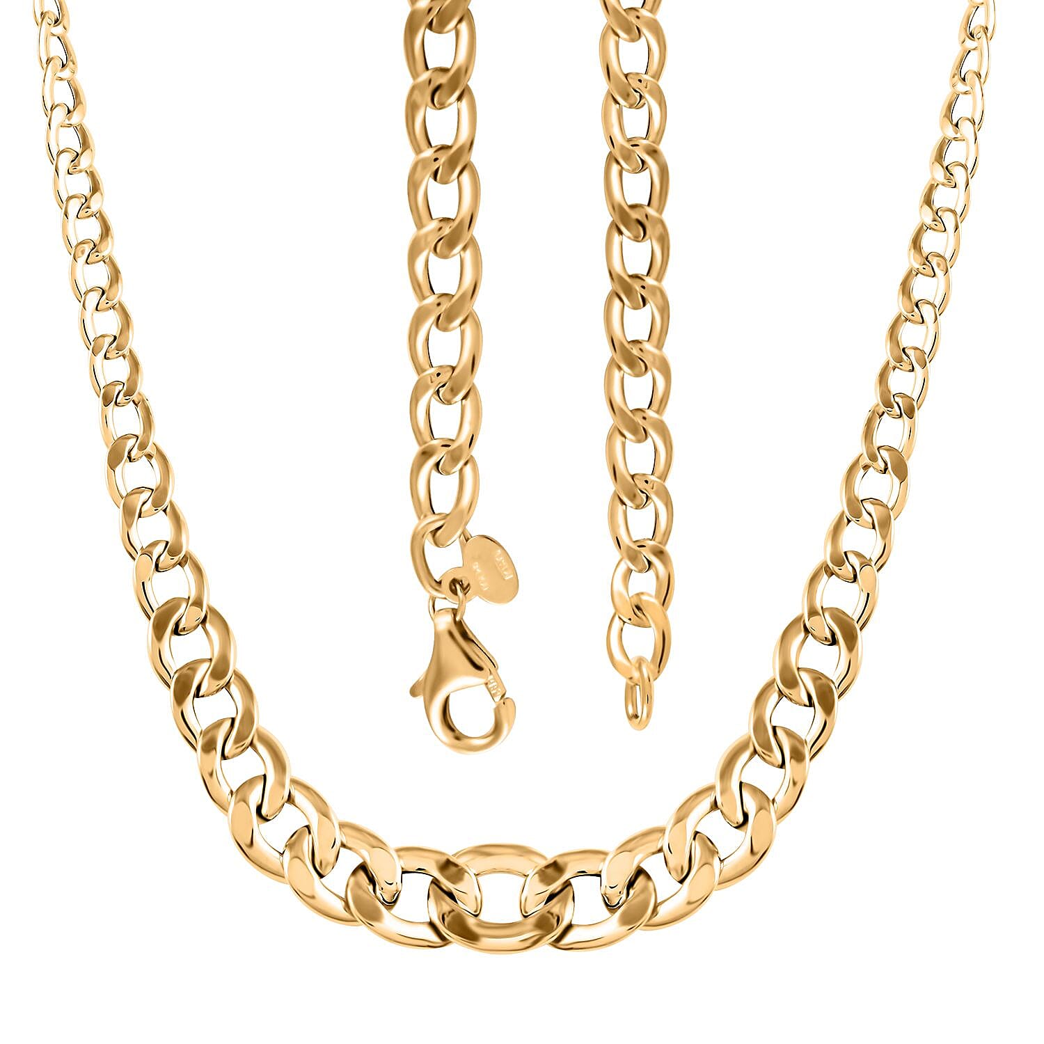 Melodia Italian 14K Yellow Gold Graduated Mirror Curb Necklace 18 Inches 5.85 Grams