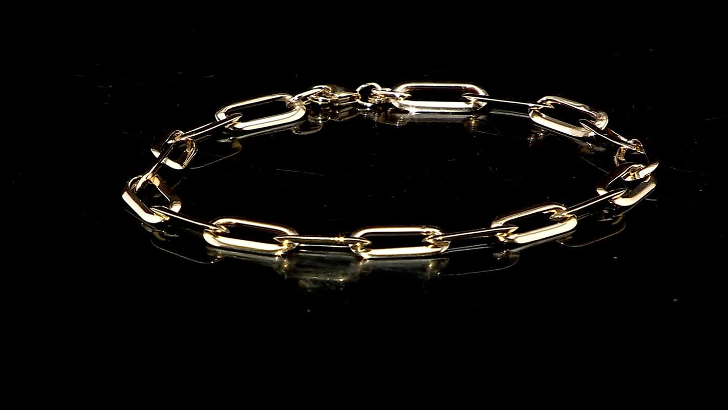 Pyramid Paperclip Italian 14K Yellow Gold Bracelet (7.50 In) 1.75 Grams