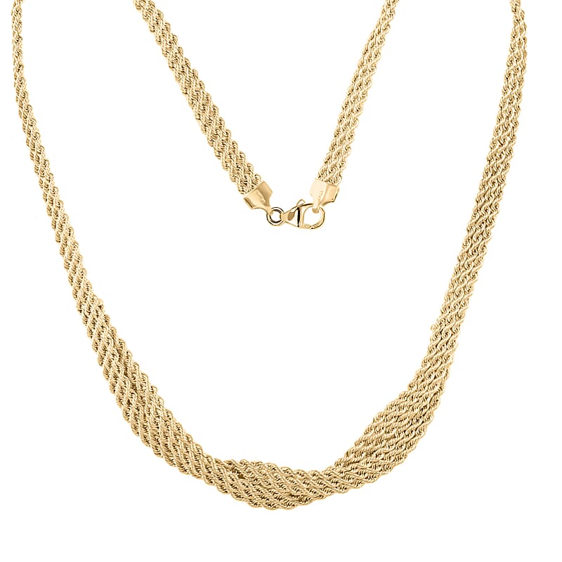 Ribbon Braided Rope Italian 10K Yellow Gold Necklace 18 Inches 9 Grams