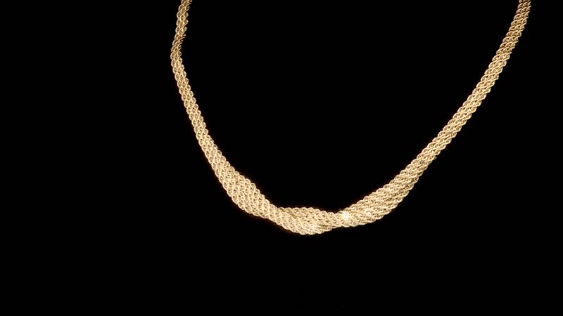 Ribbon Braided Rope Italian 10K Yellow Gold Necklace 18 Inches 9 Grams