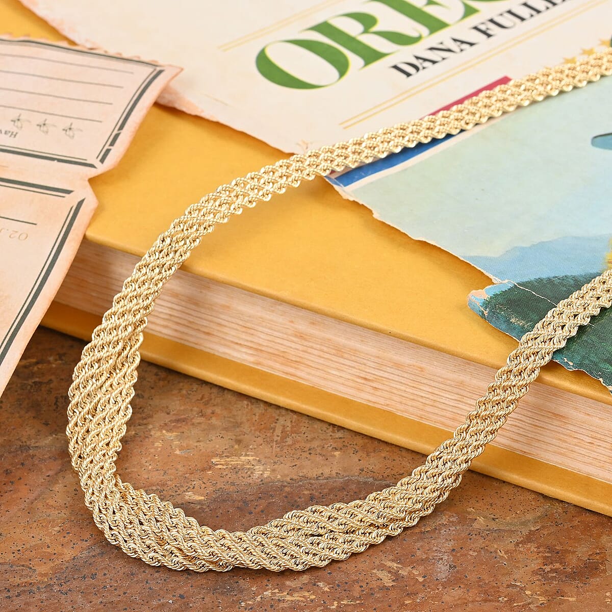 Ribbon Braided Rope Italian 10K Yellow Gold Necklace 18 Inches 9 Grams image number 1