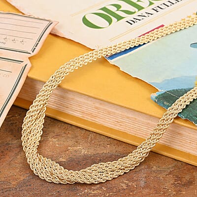 Ribbon Braided Rope Italian 10K Yellow Gold Necklace 18 Inches 9 Grams