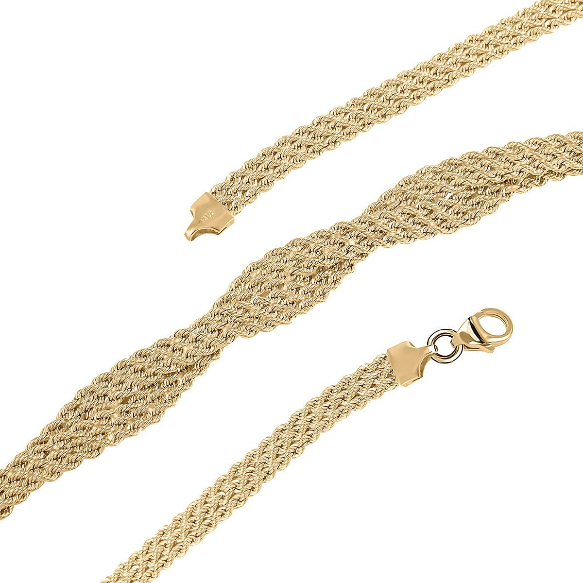 Ribbon Braided Rope Italian 10K Yellow Gold Necklace 18 Inches 9 Grams