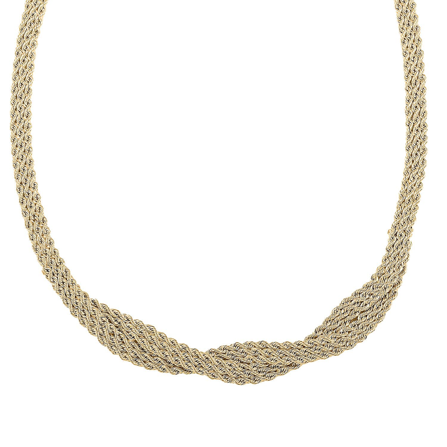 Ribbon Braided Rope Italian 10K Yellow Gold Necklace 18 Inches 9 Grams