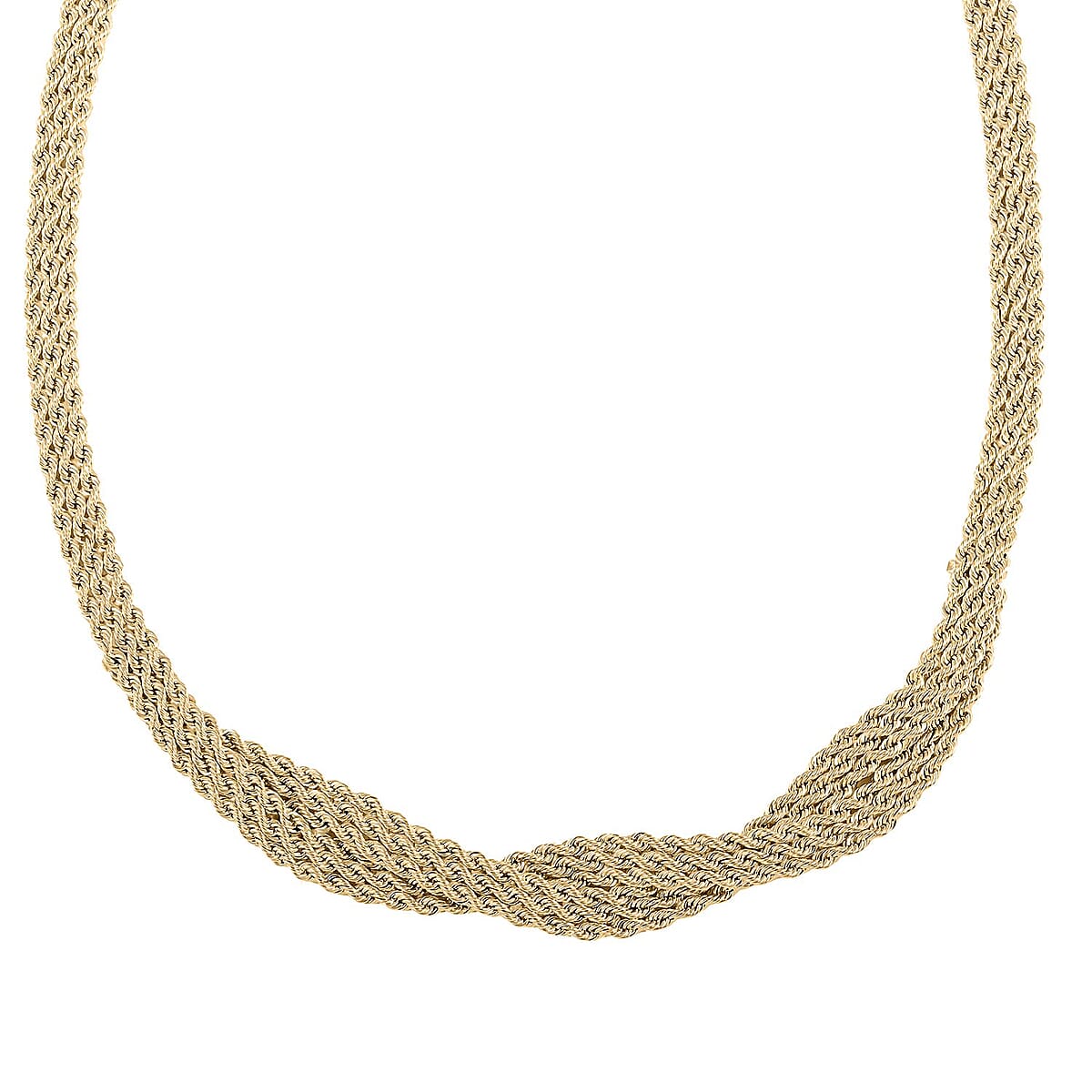 Ribbon Braided Rope Italian 10K Yellow Gold Necklace 18 Inches 9 Grams image number 3