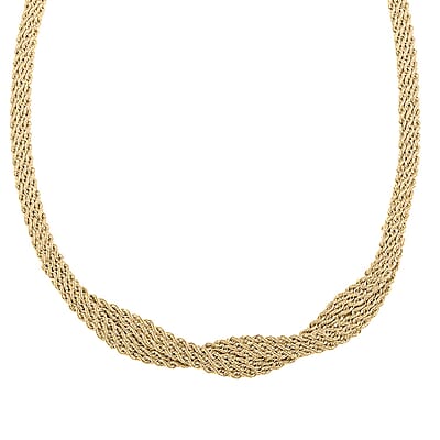 Ribbon Braided Rope Italian 10K Yellow Gold Necklace 18 Inches 9 Grams