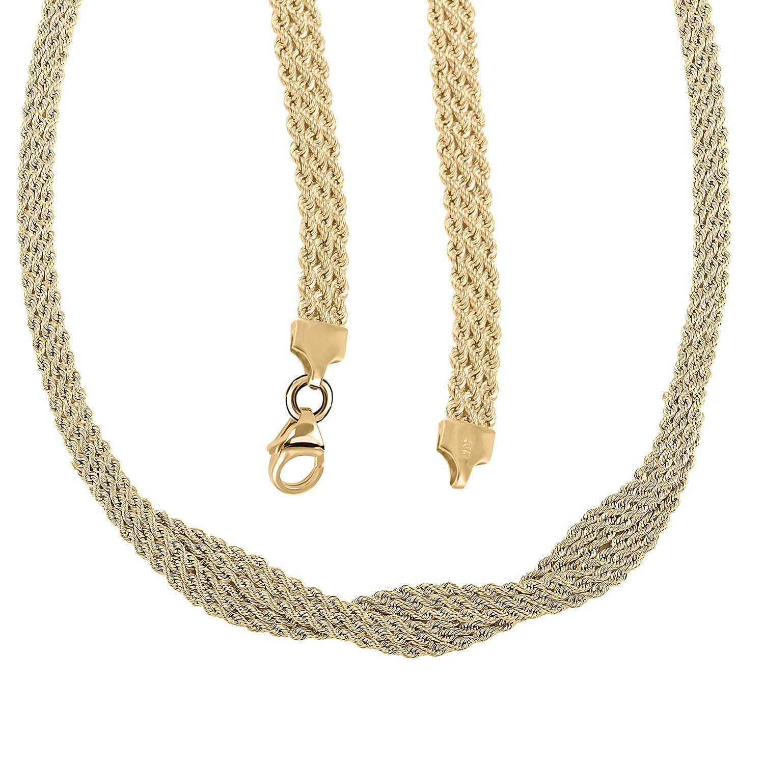 Ribbon Braided Rope Italian 10K Yellow Gold Necklace 18 Inches 9 Grams