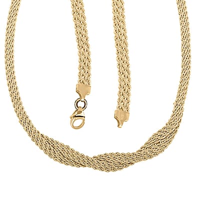 Ribbon Braided Rope Italian 10K Yellow Gold Necklace 18 Inches 9 Grams