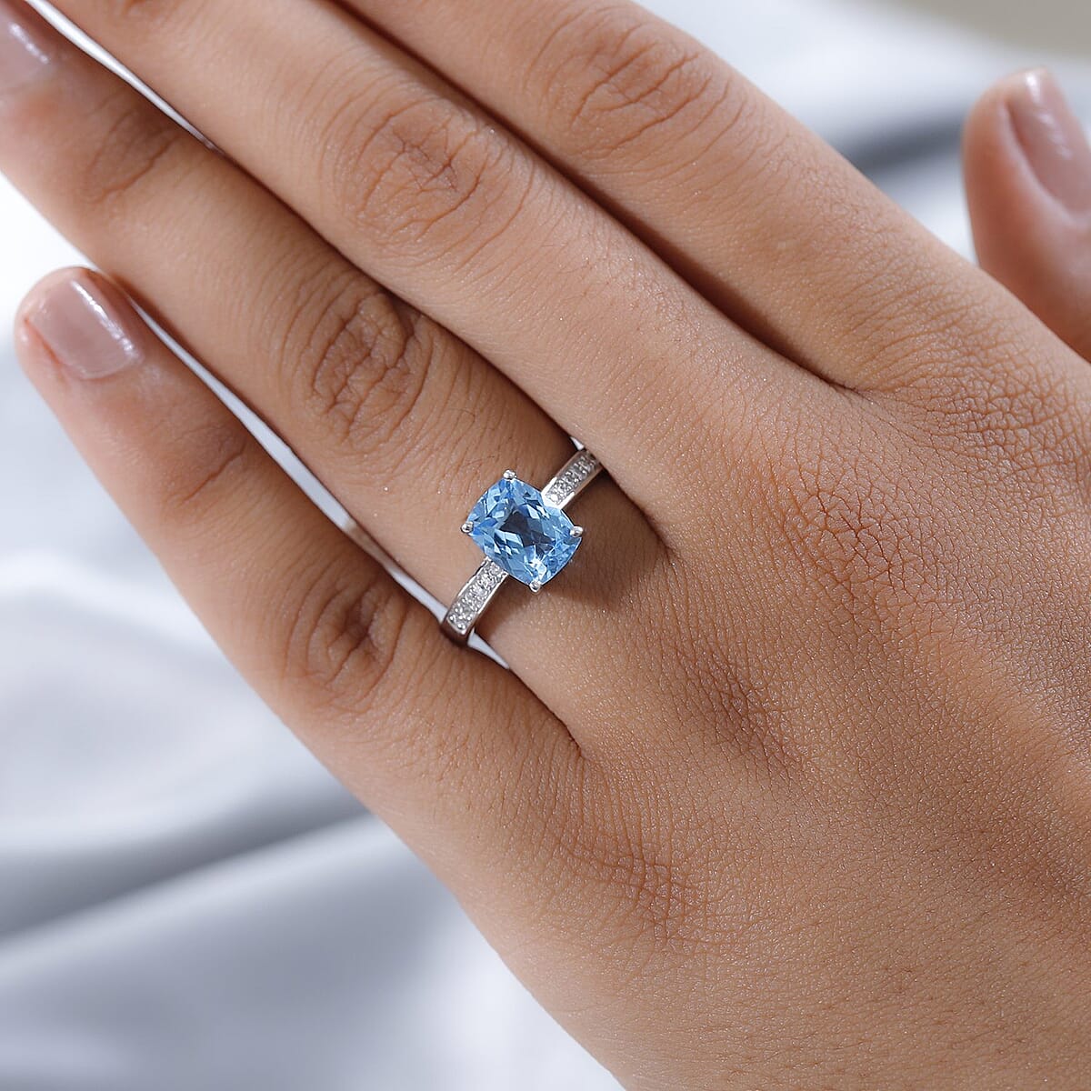 Marambaia Topaz and Moissanite Ring in Platinum Over Sterling Silver (Size 10.0) 2.85 ctw image number 2