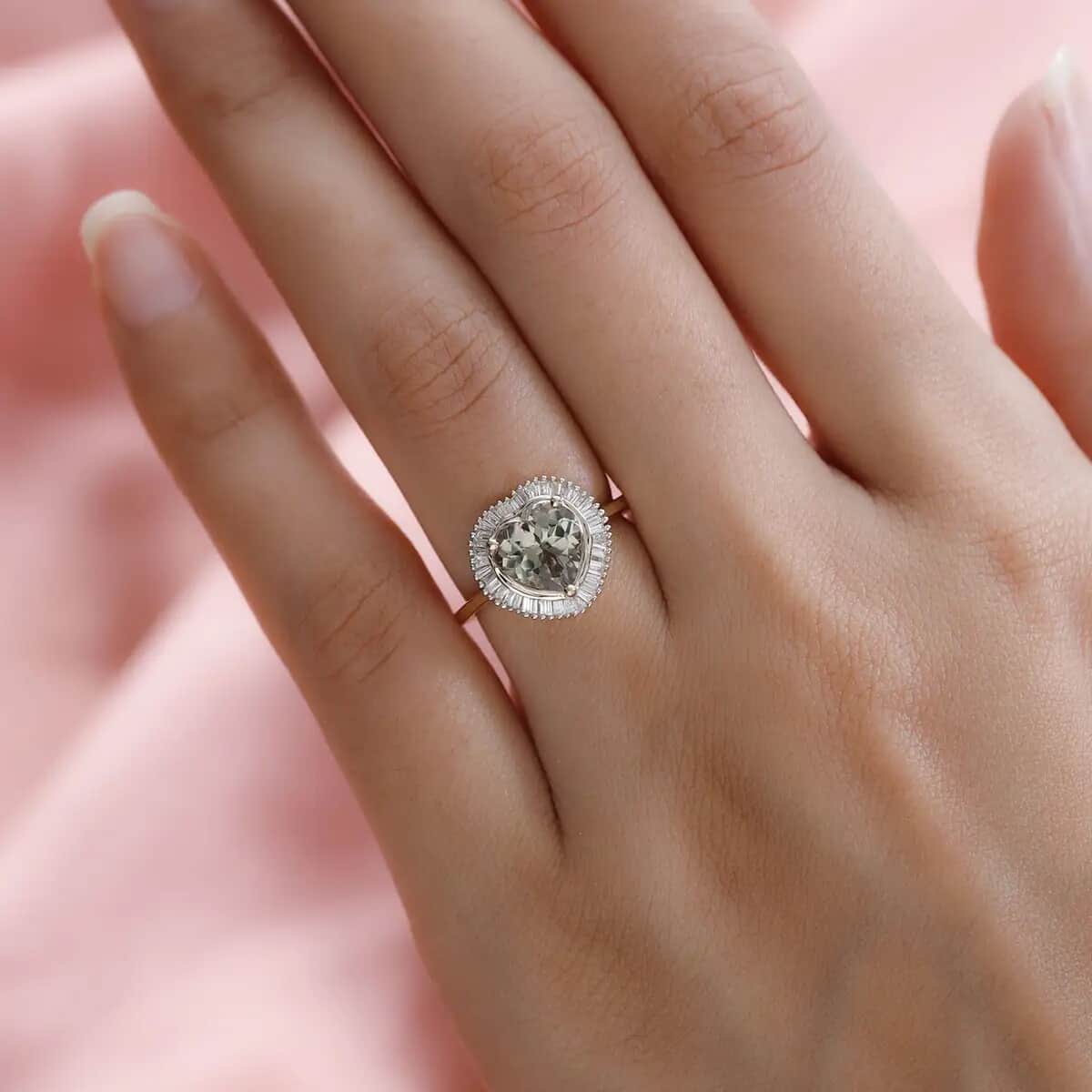 Luxoro 14K Yellow Gold AAA Turkizite Diamond Heart Ring, Halo Ring, Diamond Ring, Wedding Rings, Engagement Ring 2.25 ctw image number 5