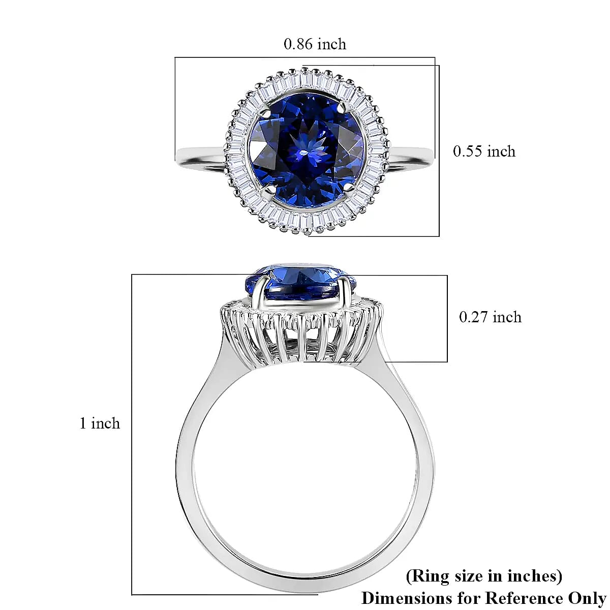 Rhapsody AAAA Tanzanite and Diamond E-F VS Ring in 950 Platinum, Platinum Diamond Ring, Wedding Ring, Halo Engagement Rings For Women (Size 6.5) image number 5