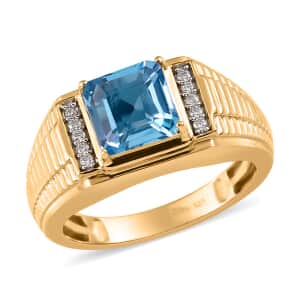 Marambaia Topaz, Moissanite Men's Ring in Vermeil YG Over Sterling Silver (Size 10.0) 3.50 ctw