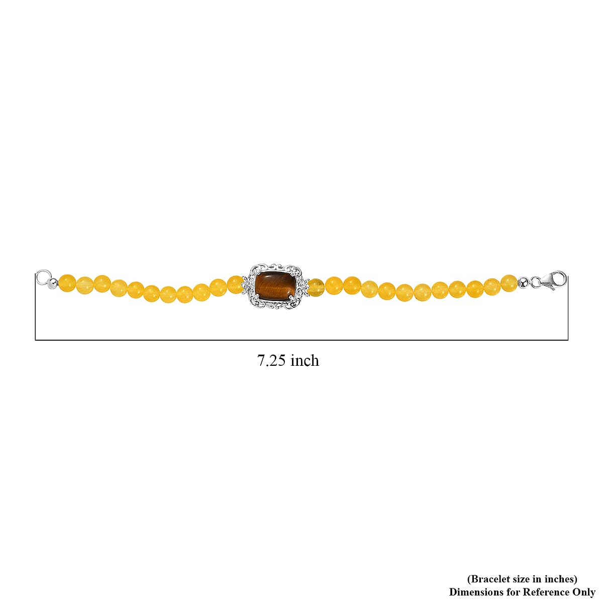 Tiger's Eye and Yellow Quartzite Bracelet in Sterling Silver (7.25 In) 48.60 ctw image number 4