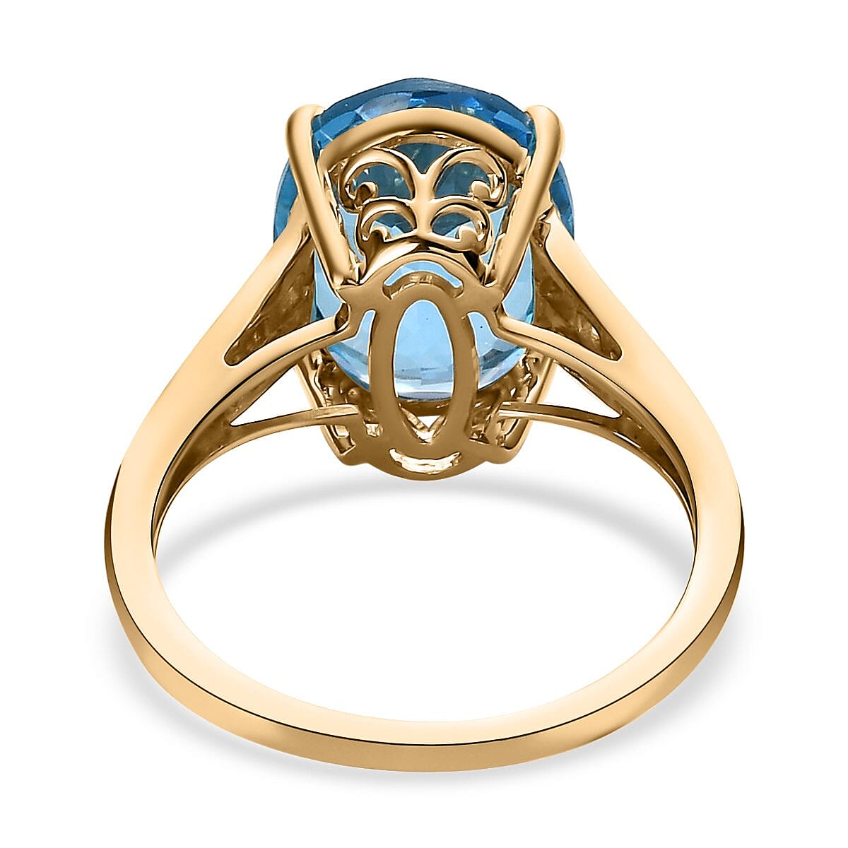 Luxoro 10K Yellow Gold Premium Marambaia Topaz and G-H I3 Diamond Ring (Size 10.0) 7.60 ctw image number 4