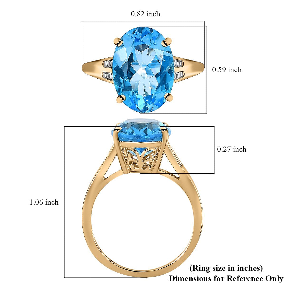 Luxoro 10K Yellow Gold Premium Marambaia Topaz and G-H I3 Diamond Ring (Size 10.0) 7.60 ctw image number 5