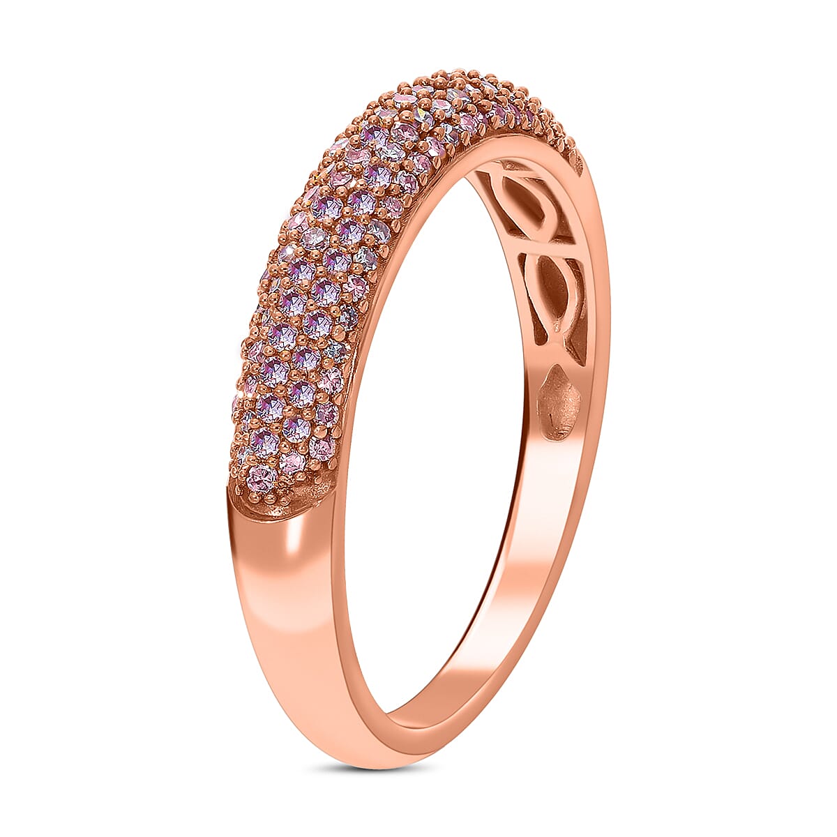 Luxoro Natural Pink Diamond 0.50 ctw Band Ring in 10K Rose Gold,Wedding Band For Women,Promise Ring (Size 8.5) image number 3