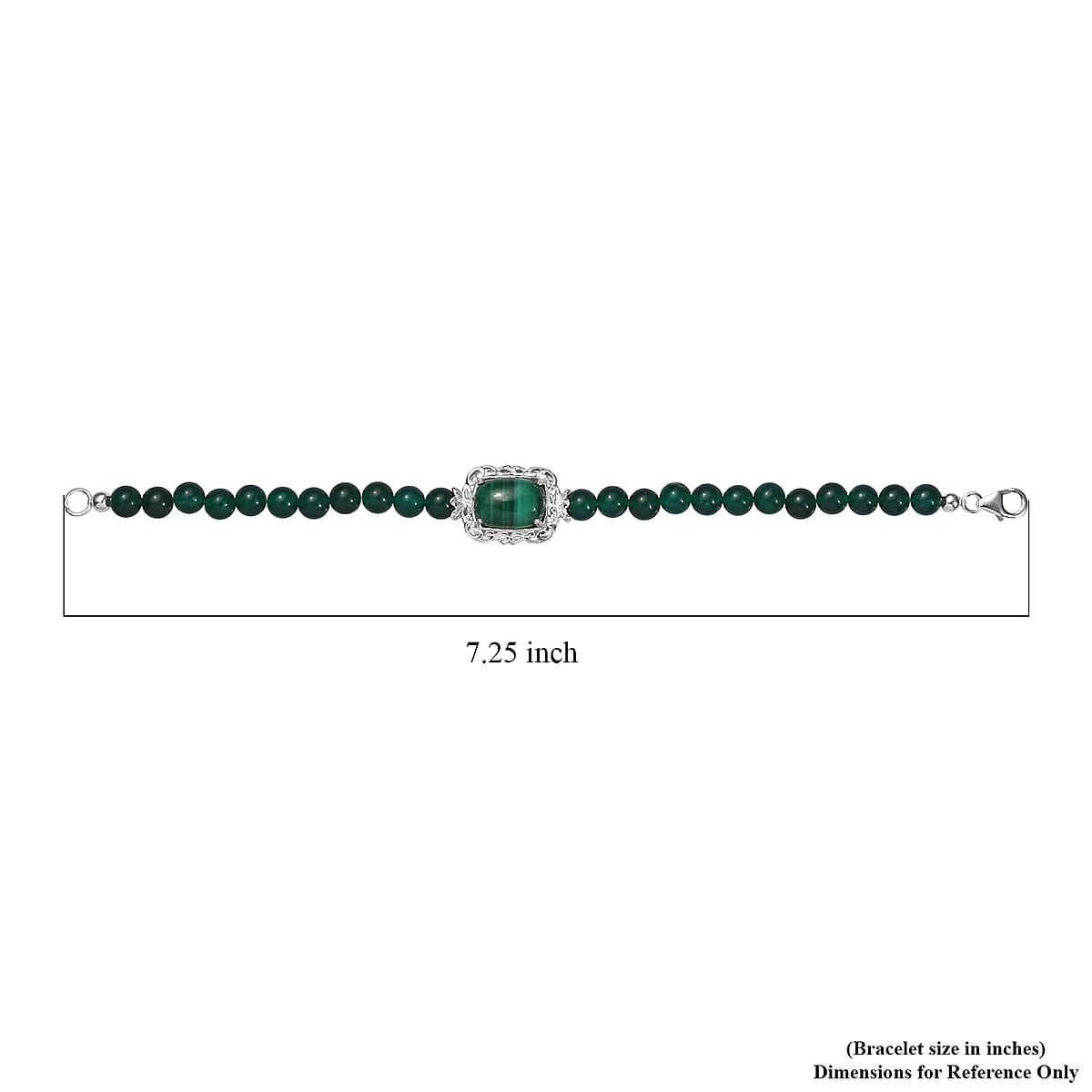 African Malachite and Green Quartzite Bracelet in Sterling Silver (7.25 In) 50.10 ctw image number 4