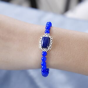 Lapis Lazuli and Blue Quartzite Bracelet in Sterling Silver (7.25 In) 49.35 ctw