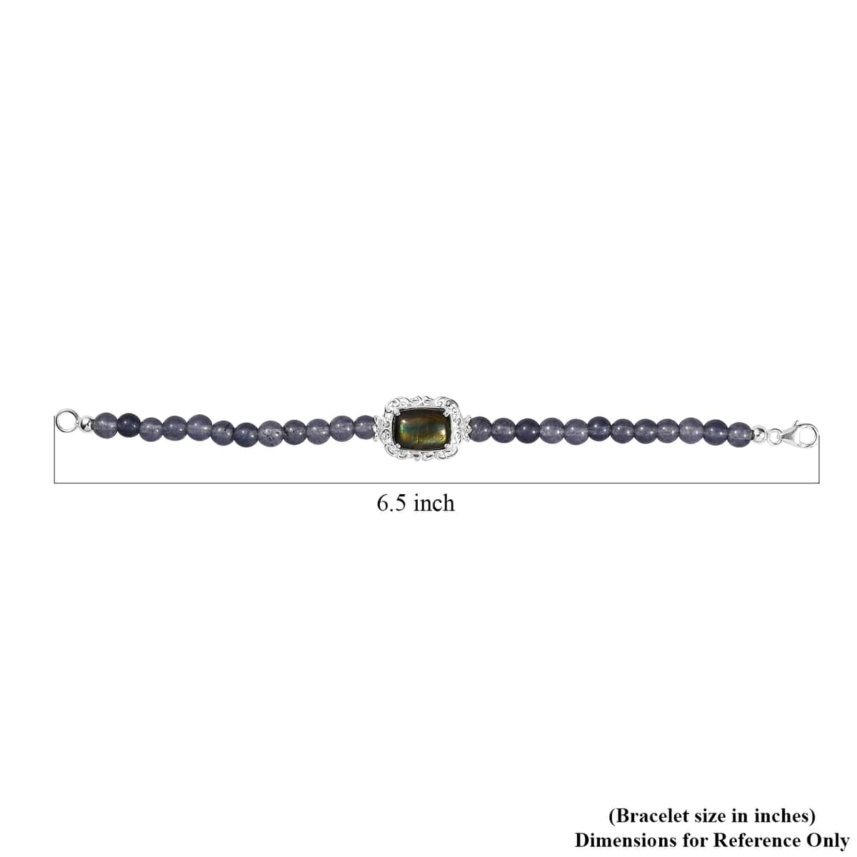 Malagasy Labradorite and Quartzite Bracelet in Sterling Silver (7.25 In) 48.75 ctw image number 4