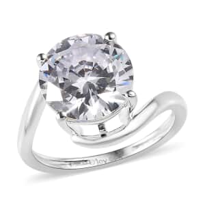 Simulated Diamond Solitaire Ring in Sterling Silver (Size 10.0)