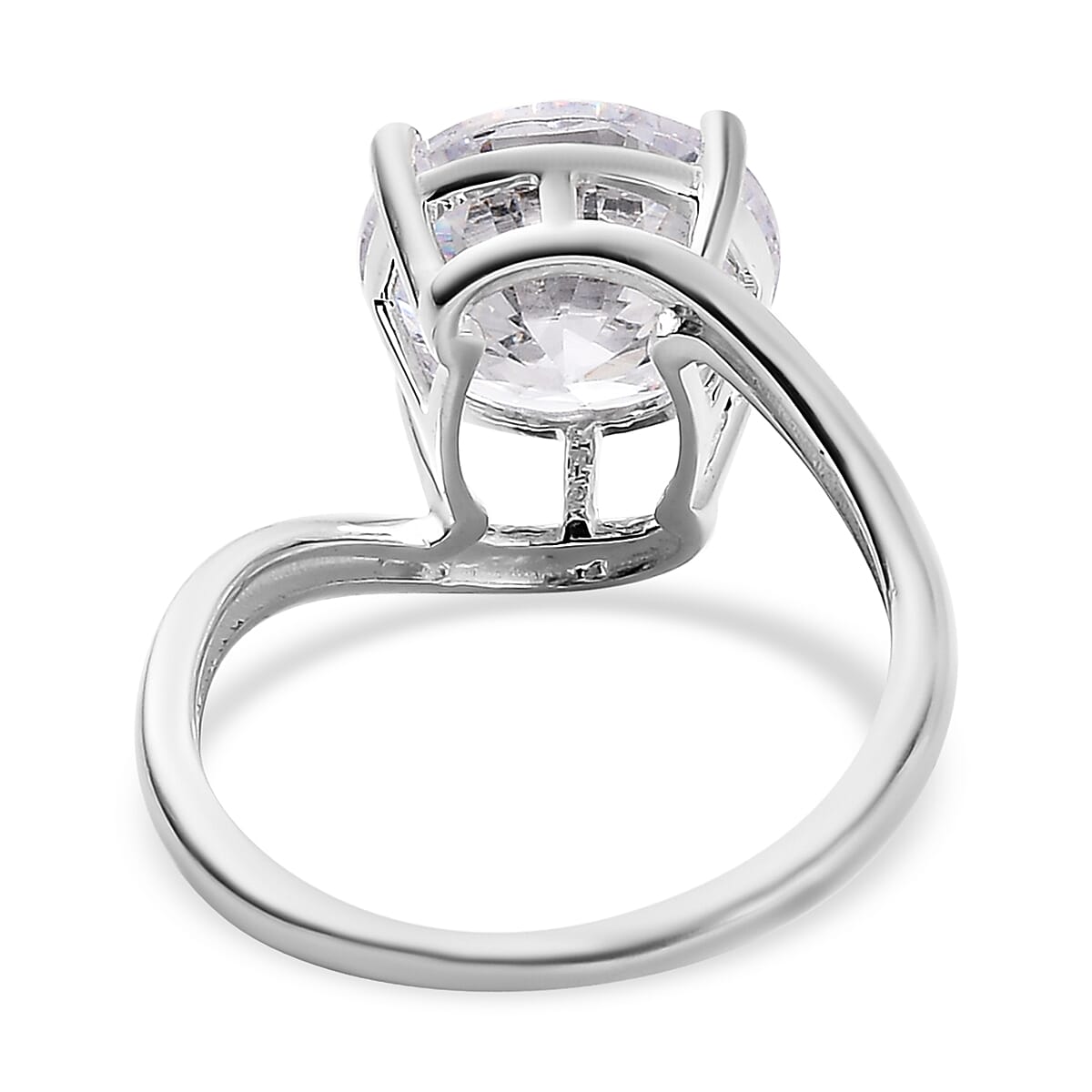 Simulated Diamond Solitaire Ring in Sterling Silver (Size 10.0)
