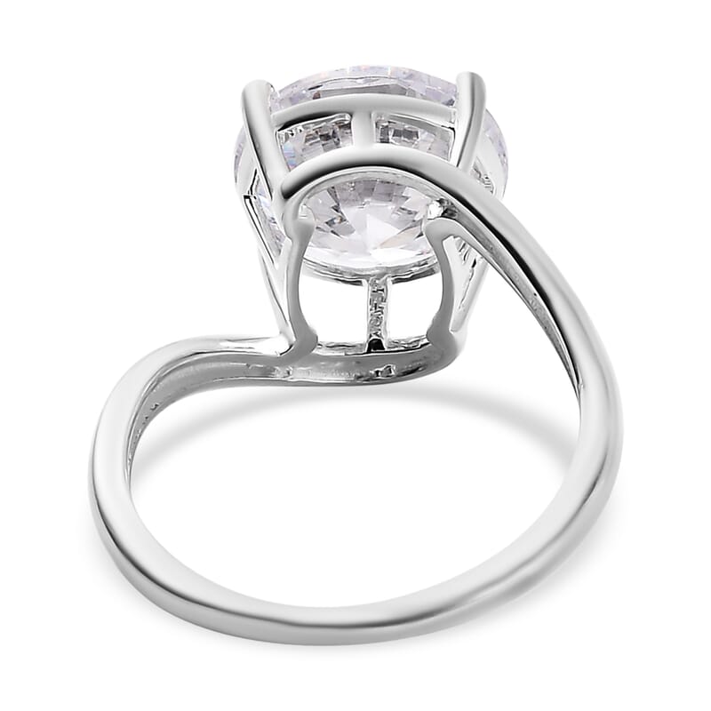 Simulated Diamond Solitaire Ring in Sterling Silver (Size 10.0)