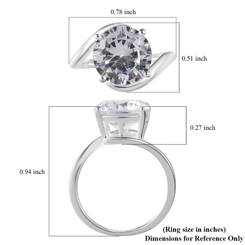 Simulated Diamond Solitaire Ring in Sterling Silver (Size 10.0)