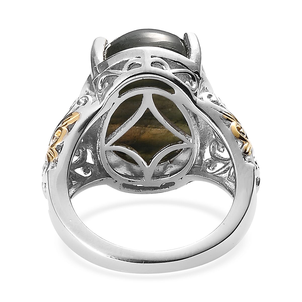 Karis AAA Malagasy Labradorite Solitaire Ring in 18K YG Plated and Platinum Bond (Size 8.0) 10.25 ctw image number 4